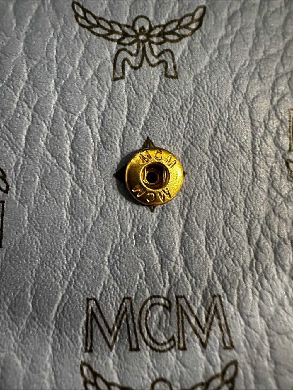 MCM Logo Monogram Envelope Clutch in Dusty Blue - Picture 6 of 15